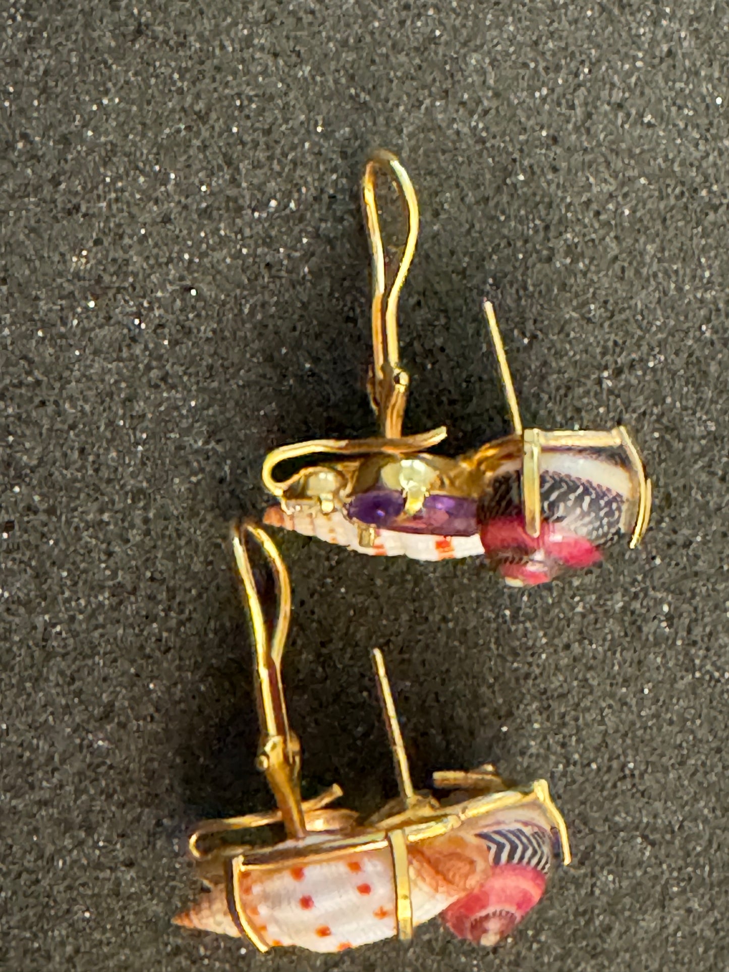 Seashell Earrings Set with semi-precious stones