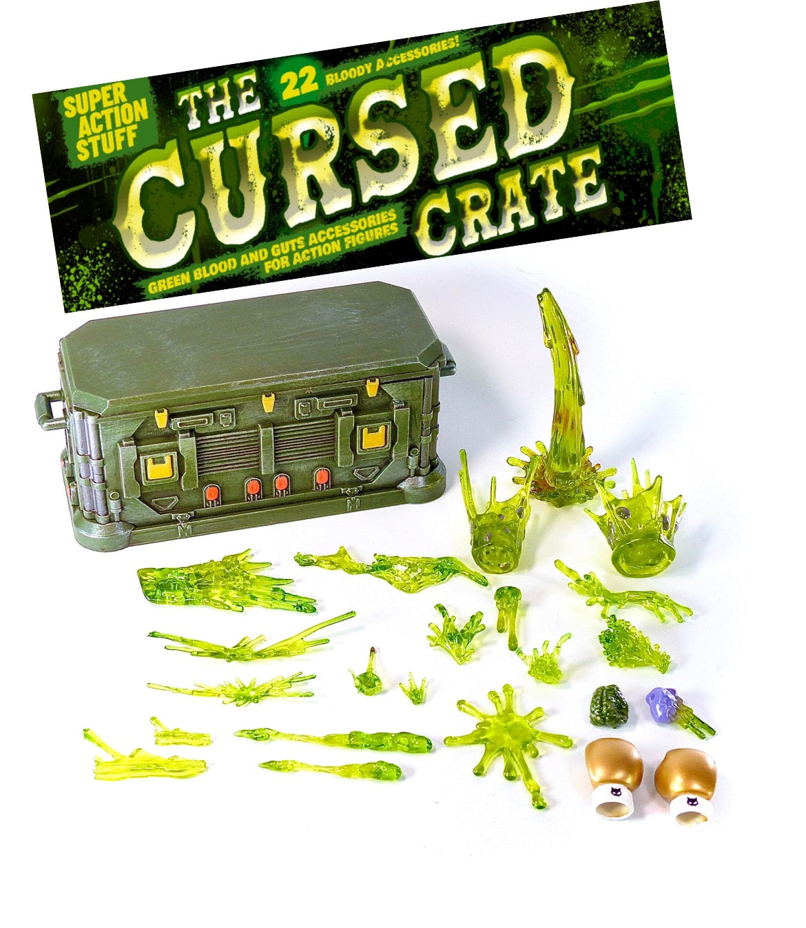 CURSED CRATE - Green Monster Blood! 1/12 Accessories and Gold Boxing Gloves