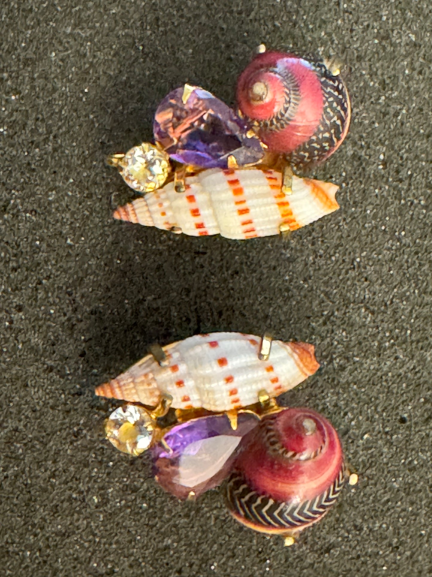 Seashell Earrings Set with semi-precious stones